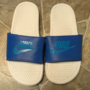 Nike Blue & White Slide Sandals